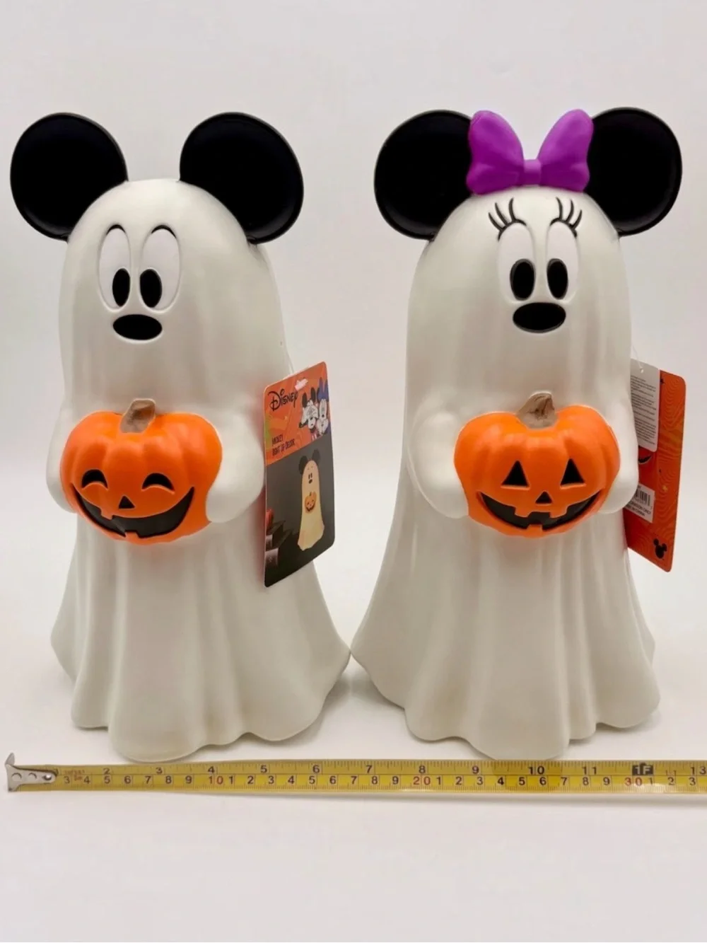 NEW 2026 Disney Halloween Ghost Mickey & Minnie Mouse Pumpkin Light Up Decor NWT